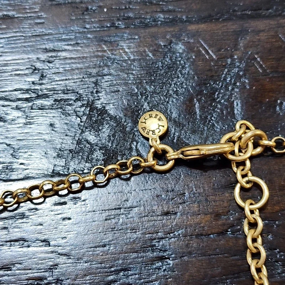J. Crew gold peach and teal art‎ deco vintage vibes necklace